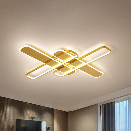 35.5"/43" W Cross Rectangle Flushmount LED Flush Light Fixture - Minimal Acrylic - White/Black/Gold