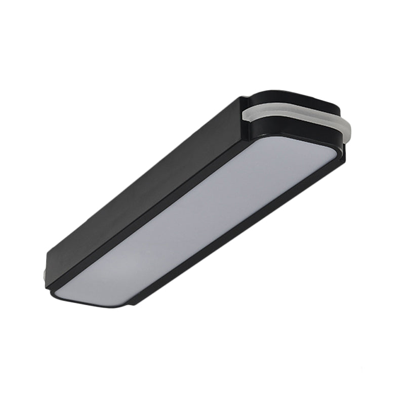 Modern Led Black Flushmount Ceiling Light Fixture - Metallic Rectangle 19/27/34.5 Long White/Warm