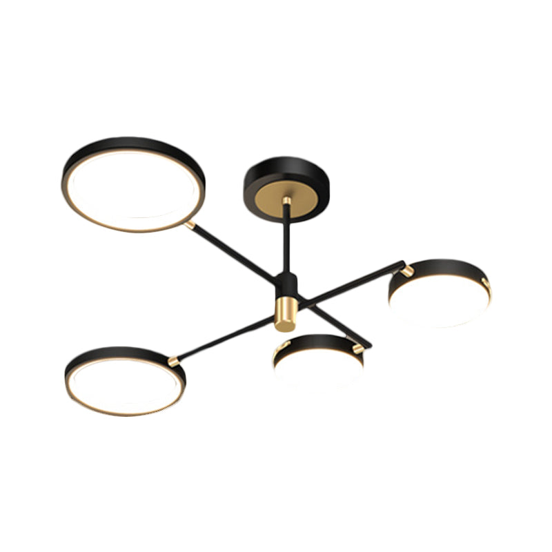 Modern Metallic 4-Light Round Semi Flush LED Dining Room Fixture