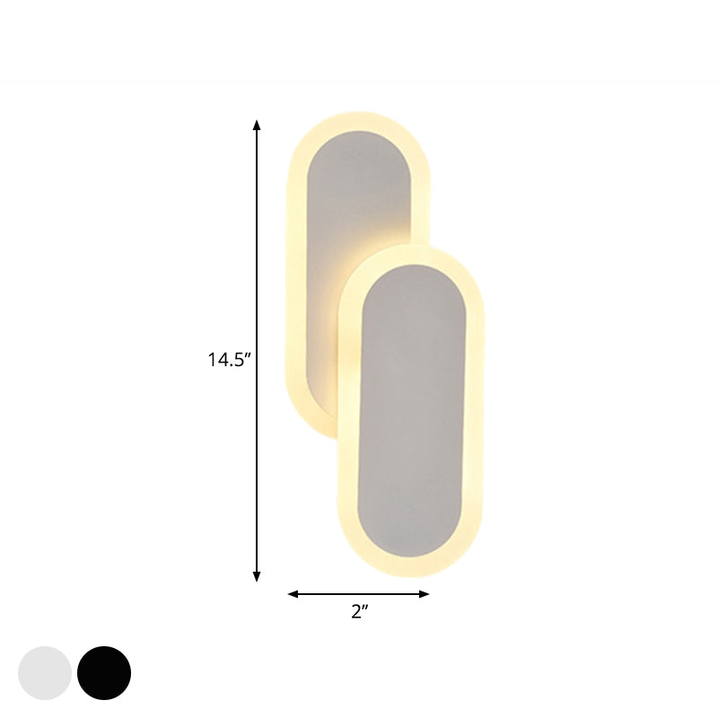 11/14.5 Dual Oval Sconce Led Wall Light Fixture - White/Black Modernist Style With White/Warm