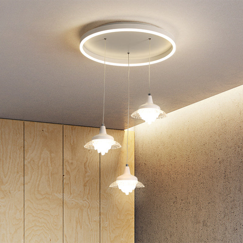 White Urn Multi-Pendant LED Ceiling Fixture, Modernistic Design, 3 Lights, White/Warm Light