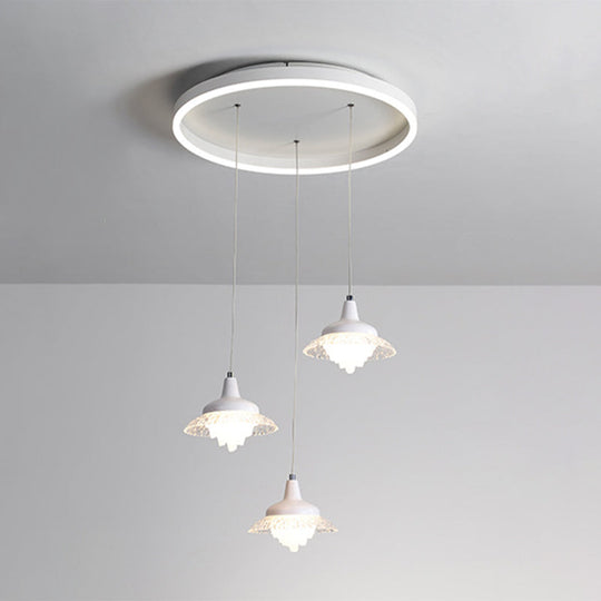 White Urn Multi-Pendant LED Ceiling Fixture, Modernistic Design, 3 Lights, White/Warm Light