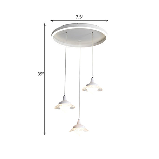 White Urn Multi-Pendant LED Ceiling Fixture, Modernistic Design, 3 Lights, White/Warm Light