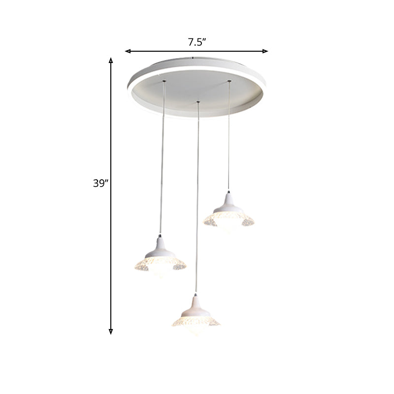 Modern White Urn-Shape Multi-Pendant Led Ceiling Fixture (3 Lights) White/Warm Light