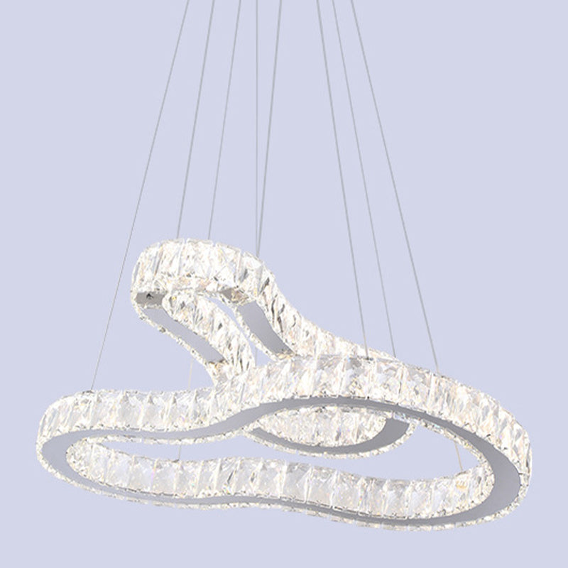 Modernist Led Suspension Chandelier: Crystal Stainless Steel Double Gourd-Shape Ceiling Lamp