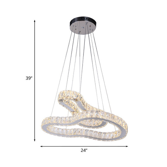 Modernist Led Suspension Chandelier: Crystal Stainless Steel Double Gourd-Shape Ceiling Lamp