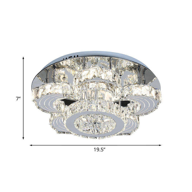 Modern LED Flower Blossom Crystal Ceiling Light in Stainless Steel Finish