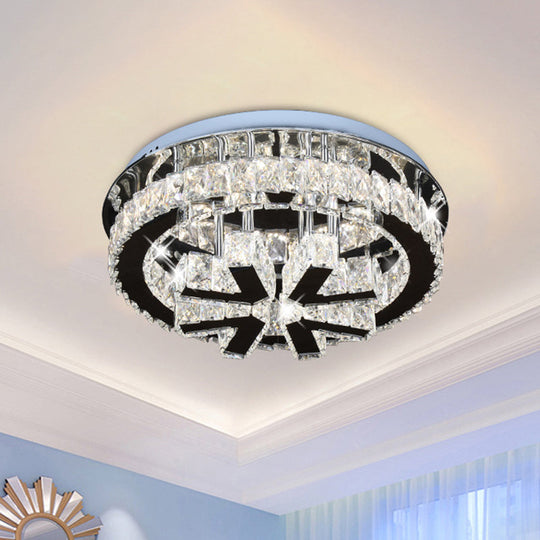 Modern Snowflake Crystal LED Ceiling Fixture for Bedrooms - Stainless Steel