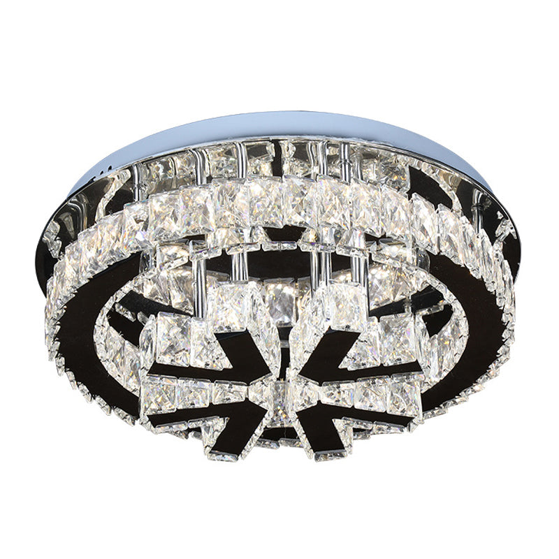 Modern Snowflake Crystal LED Ceiling Fixture for Bedrooms - Stainless Steel