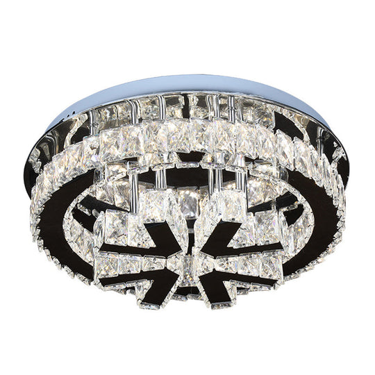 Modern Snowflake Crystal Led Ceiling Fixture For Bedrooms - Stainless Steel