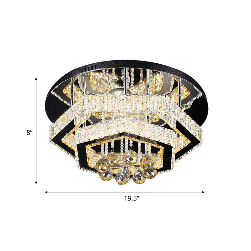 Modern Gold LED Semi Flush Mount Ceiling Lamp with Crystal Frame