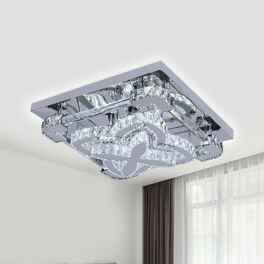 Modern Crystal LED Ceiling Light with Stainless Steel Petals for Living Room