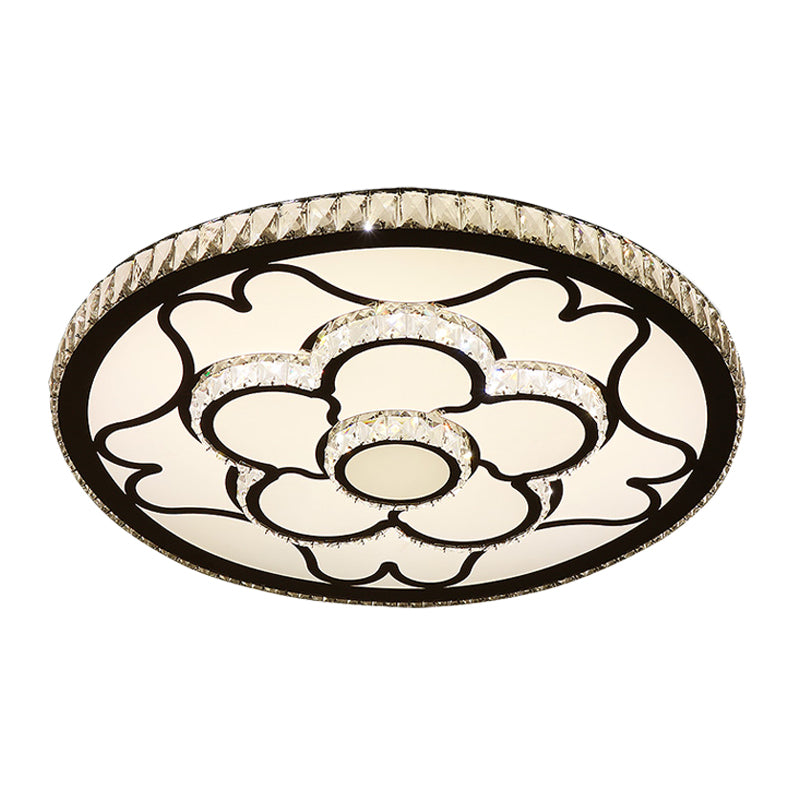 Modern LED Floral Ceiling Light with Stainless Steel Crystal Insert - Flush Mount