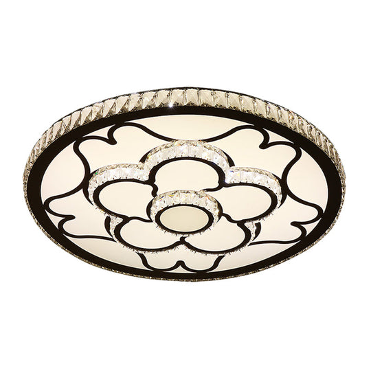 Modern LED Floral Ceiling Light with Stainless Steel Crystal Insert - Flush Mount