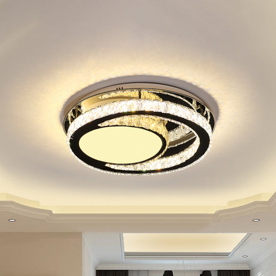 Stainless Steel Oval Semi Flush Mount Crystal LED Ceiling Lamp - Minimalist Design for Living Room