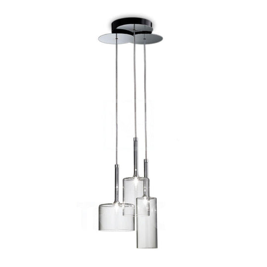 Ilaria - Modern 3/6/10 Lights Dining Room Cluster Lighting with Cylinder Clear Glass Shade Modern Chrome Led Hanging Lamp