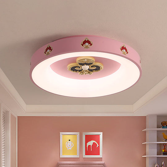 Metallic Pink LED Flushmount Ceiling Light for Girls' Bedroom