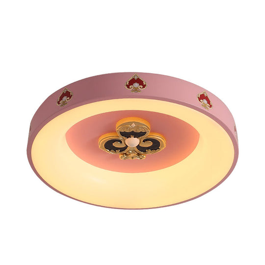 Metallic Pink LED Flushmount Ceiling Light for Girls' Bedroom