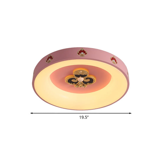 Metallic Pink LED Flushmount Ceiling Light for Girls' Bedroom