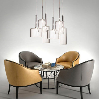 Ilaria - Modern 3/6/10 Lights Dining Room Cluster Lighting with Cylinder Clear Glass Shade Modern Chrome Led Hanging Lamp