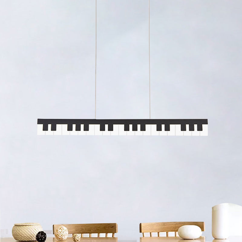 Modern Acrylic Piano Key Chandelier Lamp Fixture Kids Led Ceiling Light - White/Black White/Warm