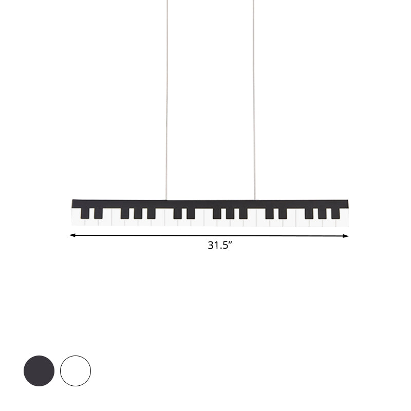 Modern Acrylic Piano Key Chandelier Lamp Fixture Kids Led Ceiling Light - White/Black White/Warm