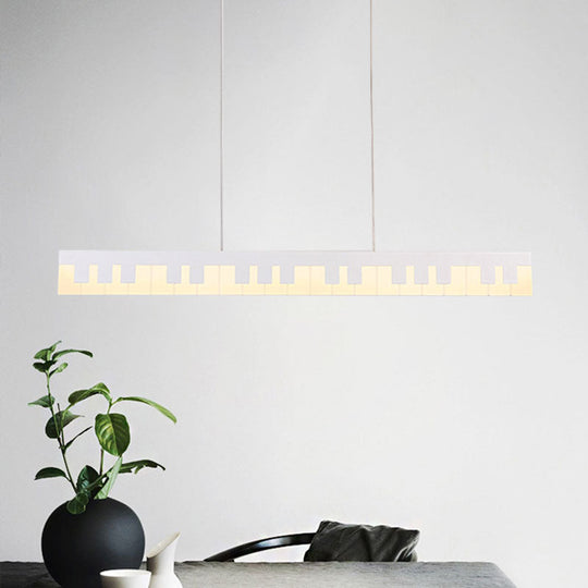 Modern Acrylic Piano Key Chandelier Lamp Fixture Kids Led Ceiling Light - White/Black White/Warm