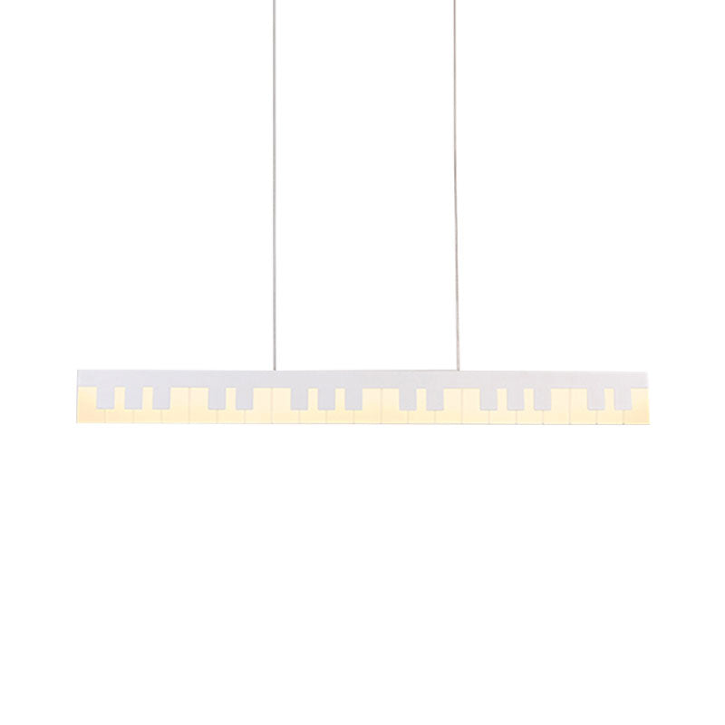 Modern Acrylic Piano Key Chandelier Lamp Fixture Kids Led Ceiling Light - White/Black White/Warm