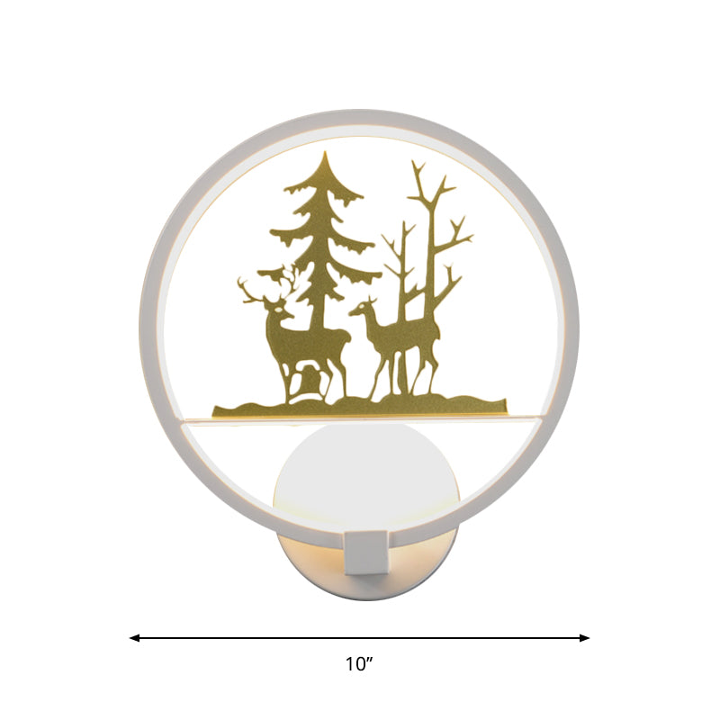 Nordic Style Led Acrylic Wall Light With Elk And Tree Design For Bedroom Décor