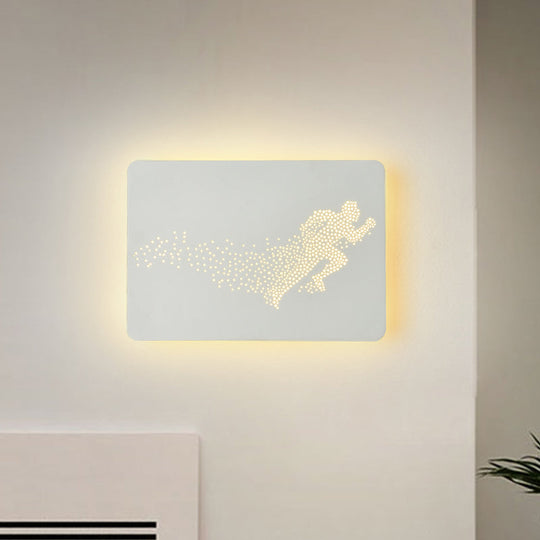 Minimalist Led Wall Lamp With Running Man Pattern White