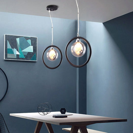 Modern Dimpled Blown Glass Round Pendant Lighting - LED Hanging Ceiling Lamp