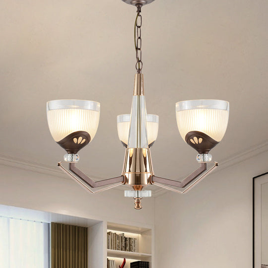 Coffee Bowl Pendant Chandelier - Rural Style Cream Glass Suspension Lighting (3/6/8/10 Heads) Ideal