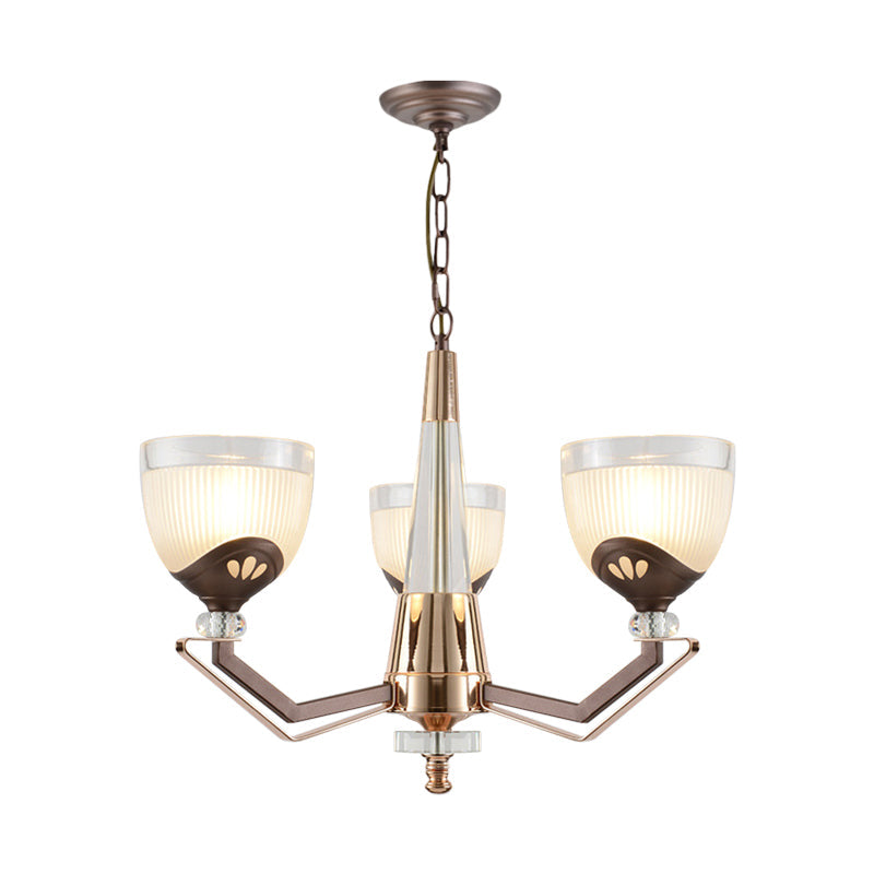 Coffee Bowl Pendant Chandelier - Rural Style Cream Glass Suspension Lighting (3/6/8/10 Heads) Ideal