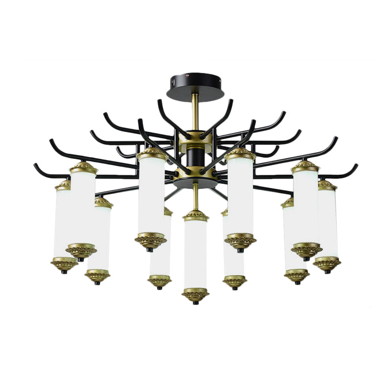 Black-Gold Metal Starburst Suspension Pendant Light: 9/11 Arm Rustic Style Chandelier