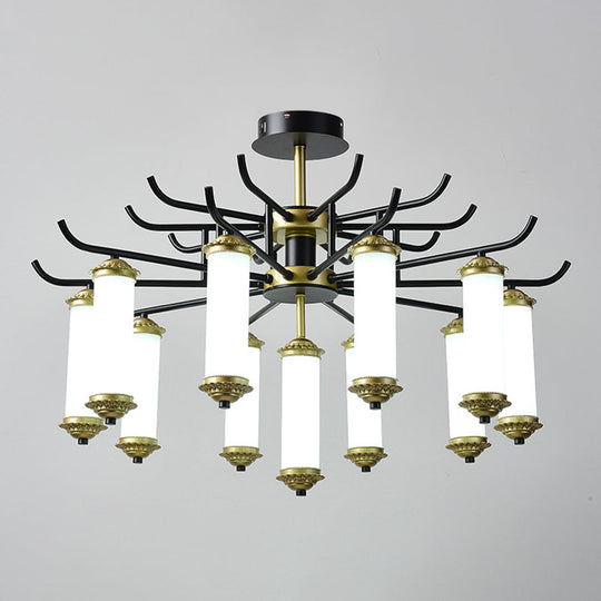 Black-Gold Metal Starburst Suspension Pendant Light: 9/11 Arm Rustic Style Chandelier