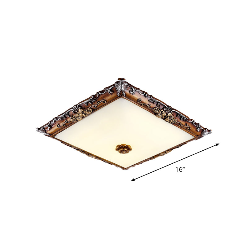 Led Crystal Flush Mount Light - 16/19.5 Width Brown Square Living Room Lighting Fixture