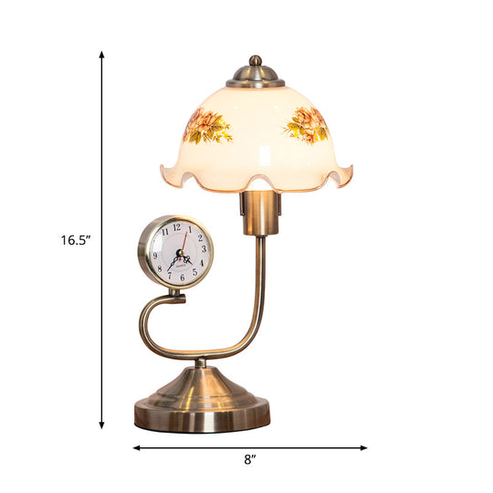 Floral Shade Table Lamp: Rustic Style With Beveled Crystal And Brass Base