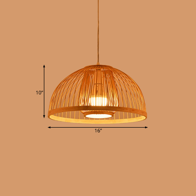 Asian Style Hanging Bamboo Pendant Lamp Single Bulb 16/18 Diameter - Perfect For Dining Table