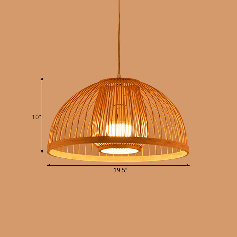 Asian Style Hanging Bamboo Pendant Lamp Single Bulb 16/18 Diameter - Perfect For Dining Table