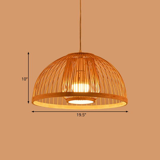 Asian Style Hanging Bamboo Pendant Lamp Single Bulb 16/18 Diameter - Perfect For Dining Table