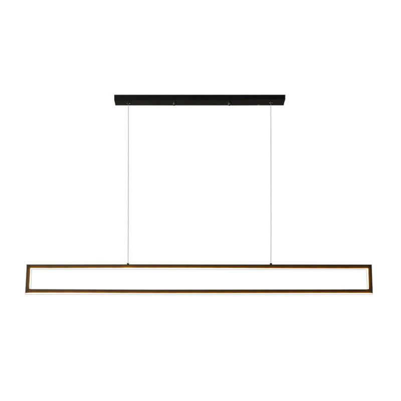 Minimalist Rectangular Metal Led Pendant Lamp For Dining Room: White/Warm Light 39/47 Long