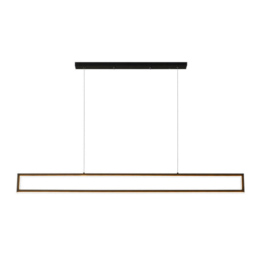 Minimalist Rectangular Metal Led Pendant Lamp For Dining Room: White/Warm Light 39/47 Long