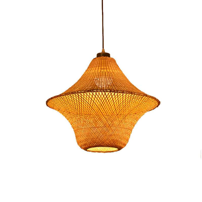 Handcrafted Bamboo Lantern Pendant Light - Asian-Inspired Hanging Lamp For Restaurants