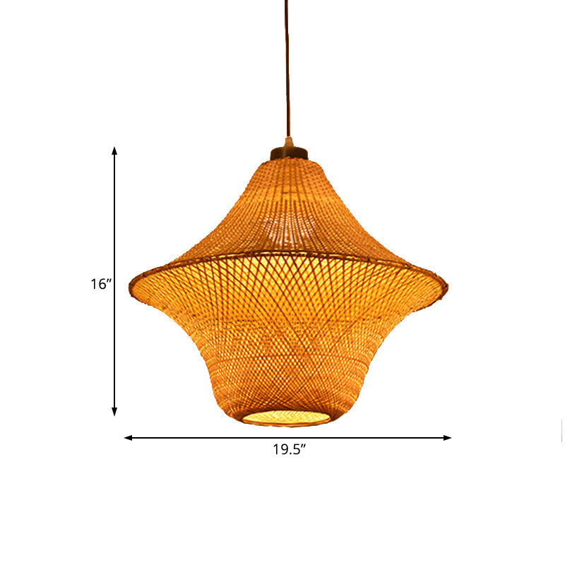 Handcrafted Bamboo Lantern Pendant Light - Asian-Inspired Hanging Lamp For Restaurants