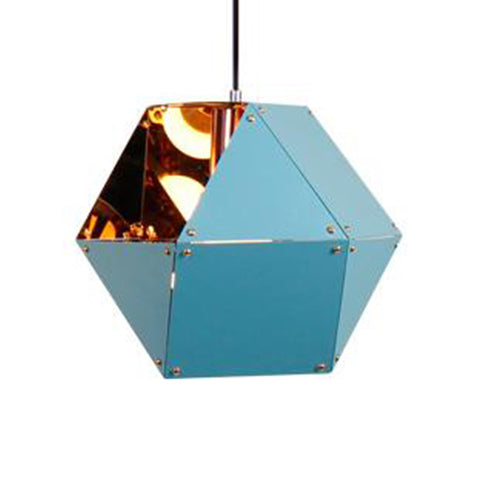 Minimalist Gem Hanging Light Kit - 1 Black/White/Pink Pendant Lamp 9.5/12 Wide Blue / 9.5