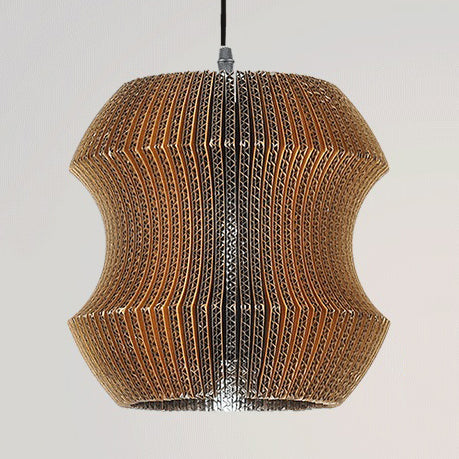 Asian Style Woven Shade Pendant Lamp With Corrugated Paper Design