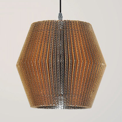 Asian Style Woven Shade Pendant Lamp With Corrugated Paper Design