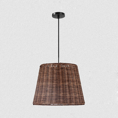 Country-Style Pendant Light With Rattan Shade For Restaurants - Brown Cone Design