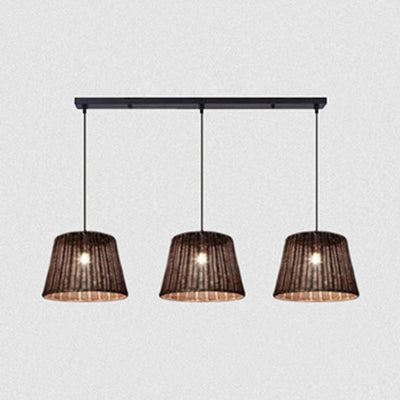 Country-Style Pendant Light With Rattan Shade For Restaurants - Brown Cone Design 3 /