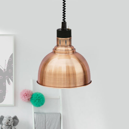 Retro Dome Suspension Light: Stylish Extendable 1-Head Metal Pendant in Bronze/Copper - Indoor Lighting